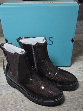 TOMS Youth Bennet Chelsea Blackberry Confetti Coated Glitter Boots Sz 5.5 *NWT